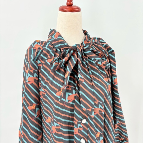 Buru Pink Label House Dress Frogs Stripes Small - Picture 7 of 11